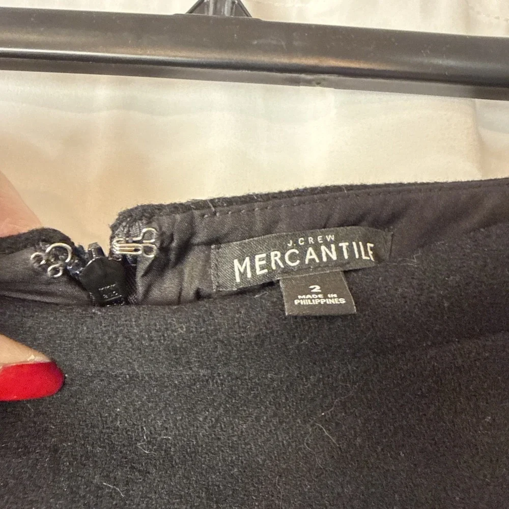 J Crew Mercantile Black Wool Ruffle Mini Skirt Size 2 Preppy Layers Edgy Luxe